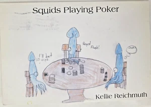 Squids Playing Poker Kellie Reichmuth Vintage Postcard Chrome 6X4 Posted - Picture 1 of 2