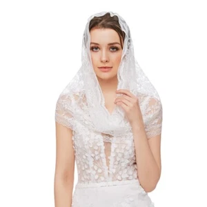 Church Veil Mantilla Latin Mass for Veils Floral Lace Scarf for Head Co - Bild 1 von 9