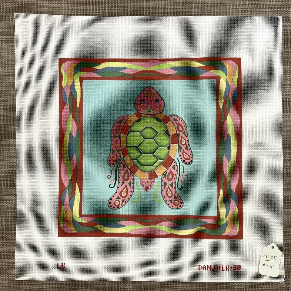 Handpainted Needlepoint | Danji Pink Sea Turtle | **Must Read Description** - Image 1 of 1