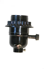 Phenolic Threaded  Socket  with Turn Knob- Medium Base with Ring & Set Screw - Picture 1 of 2