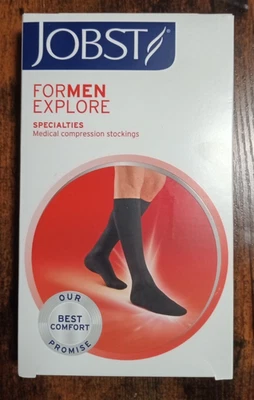  JOBST 2  pair For Men Explore black medical Compression Stockings Size 4 NEW - Image 1 of 4