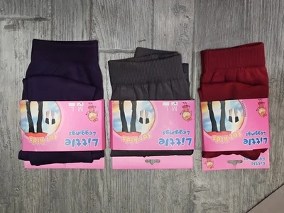 LEGGINGS PEQUEÑOS para niños FLEECE FORRADO, Talla M (4-6), ROJO, AZUL MARINO, MORADO, Lote de 3 NUEVO Foto 1 de 4