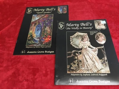 Marty Bell’s Cross Stitch Patterns Charts SHE WALKS IN BEAUTY and QUIET GARDEN - Image 1 of 4