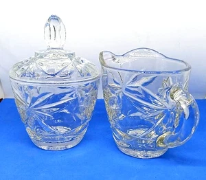 Anchor Hocking Vintage 60er MCM EAPC Prescut klar Milchkännchen und Zuckerdose mit Deckel - Bild 1 von 17