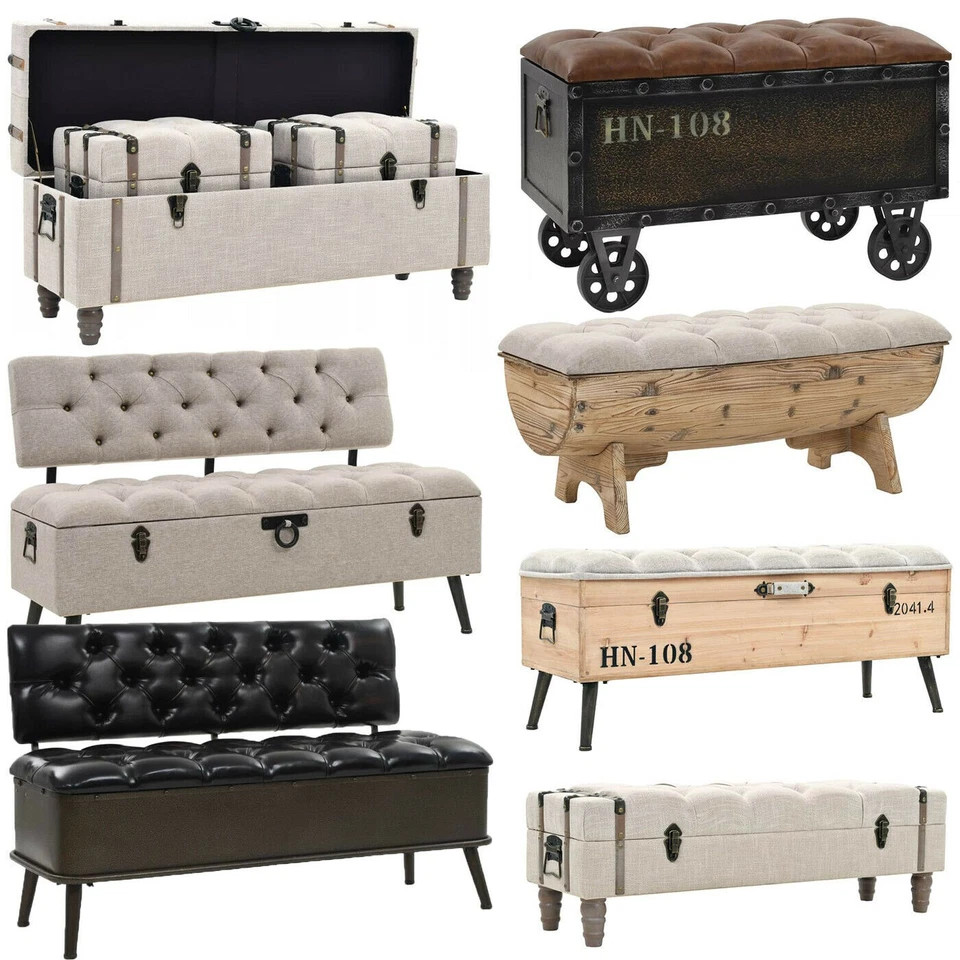 Truhenbank Aufbewahrungsbank Sitzbank Sitztruhe Sitzkommode Flurbank Polsterbank - Bild 1 von 1