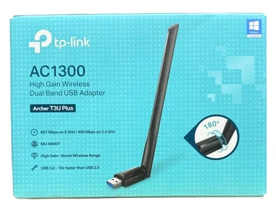 TP-LINK Archer T3U Plus AC1300 Wireless Dual-Band USB Adapter - Black - Image 1 of 4