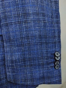 Giacca sportiva uomo Joseph Abboud 52R blu navy quadri lana seta lino blazer - Foto 1 di 20