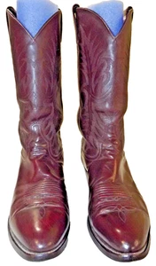 Tony Lama Boots Men's 2986 White Label Boot Leather Sock Dark Brown Size 10EE - Picture 1 of 19