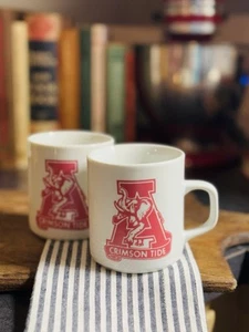 Juego de 2 tazas de café vintage UA Alabama Crimson Tide taza rollo marea años 80 retro - Imagen 1 de 8