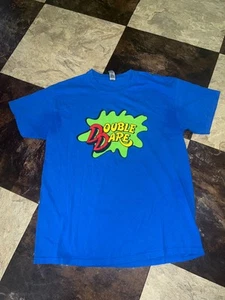 Vtg Nickelodeon Mens Large Double Dare Blue Shirt Throwback Nostalgic Blue Cool - Picture 1 of 8