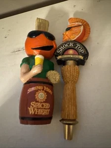 Lot Of 2 Shock Top Beer Tap Pulls Handles Spring Heat Spiced Wheat 10" & 12" - Picture 1 of 24