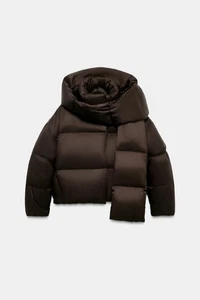 ZARA WASSERABWEISENDER WINDDICHTER DAUNEN PUFFER MANTEL MIT HOODIE - Bild 1 von 11
