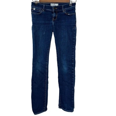 Pantalones de mezclilla ajustados azules lavado medio Abercrombie para niños niñas talla 14 Foto 1 de 4