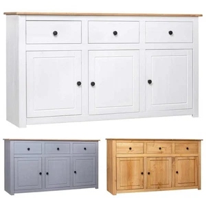 Solid Wood Pine Sideboard 3 Drawers Doors Storage Chest Side Cabinet Table - Picture 1 of 40