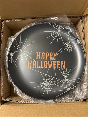 12ct Lot Hyde & Eek Melamine Dinner Plates Happy Halloween Spiderwebs 10” Set - Image 1 of 4