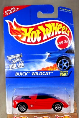 Tarjeta Hot Wheels 1995 azul/blanco #597 Buick Wildcat variante roja con variación de 7 Sp Foto 1 de 4