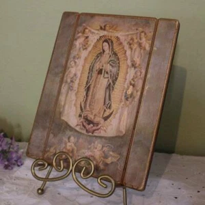 Cuadro Nuestra Señora de Guadalupe Ángeles María Placa Madera Rústica 11x15 Decoración de Pared - Imagen 1 de 2