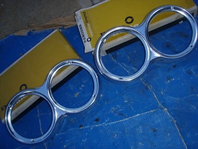 NOS 1960 PONTIAC 60 HEADLIGHT BEZELS CATALINA BONNEVILLE PARISIENNE VENTURA - Image 1 of 4