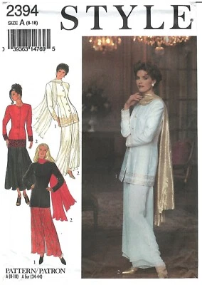1993 Style 2394 Misses' Evening Separates size A 8-18 sewing pattern uncut - Image 1 of 3