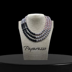 Collar Paparazzi Triple Hilo Imitación Perla Nuevo con Etiquetas - Imagen 1 de 3