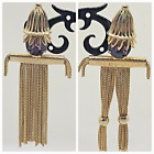 VINTAGE SIGNED JOSEPH WARNER GOLD TONE PURPLE STONE SCARECROW HIS & HER BROOCHES