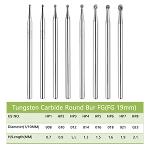 6PK Dental Round Bur Tungsten Carbide Straight Drill Long Taper Fissure HP 1-8 - Picture 1 of 10