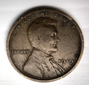 1919 No Mint Mark Wheat Penny One Cent Coin - Picture 1 of 7