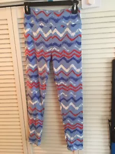LuLaRoe Neu Betriebssystem Einheitsgröße Leggings blau Chevron Streifen Americana rot weiß - Bild 1 von 5