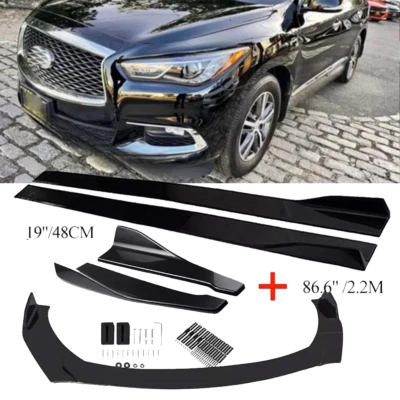 For Infiniti QX50  Front Bumper Lip Spoiler Splitter 86.6" Side Skirt Body Kit Foto 1 de 4