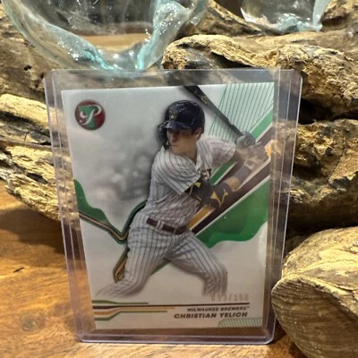 2024 Topps Pristine - Christian Yelich /150 Green Refractor Brewers - Image 1 of 3