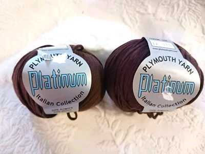 Plymouth Platinum Yarn Italian Collection Angora Rayon 2 Sks Chocolate Brown 99Y - Image 1 of 4