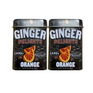 Ginger Delights Orange Candy 2 Tins Spicy Sweet Citrus - Picture 1 of 2