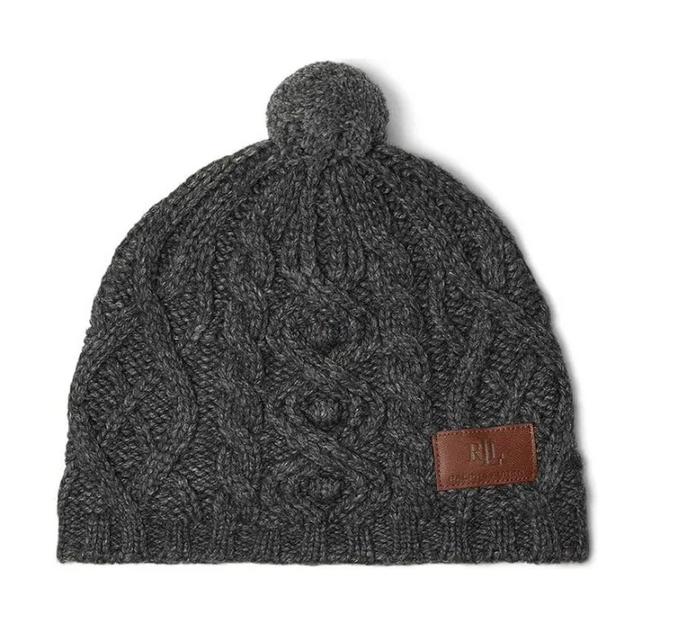 Gorro tejido con cable LAUREN RALPH LAUREN con pompón gris precio de venta sugerido por el fabricante 58 USD Foto 1 de 1