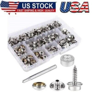 Canvas Snap Kit Tool, Metal Screws Snaps Marine Grade 3/8"Socket w/Setting Tool - Picture 1 of 9