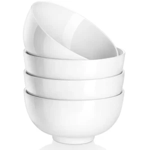 4-Piece White Porcelain Dinnerware Set 6 in. Cereal Soup Bowls (Service for 4) - Picture 1 of 9