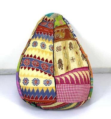 Vintage Handarbeit Baumwolle Blumen Kantha Bohemian Sessel bestickt Sitzsack c - Bild 1 von 4