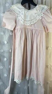 Abito bambina "blu lavanda" vintage colletto smoked anni 80 6x vestito cimelio - Foto 1 di 23