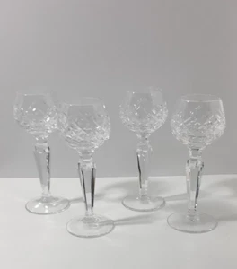 Vintage Bohemia Diamond Cut Lead Crystal Hock Sherry Liquor Glass Set Of 4 - Picture 1 of 6