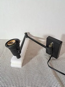 Vtg 3 Way-Black Metal Swing Arm Wall Lamp Electric Light Reading MCM No Shade - Picture 1 of 15