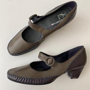 K By Clarks Shoes Taupe Purple Heeled Mary Jane Leather Women Size 7 - Picture 1 of 9