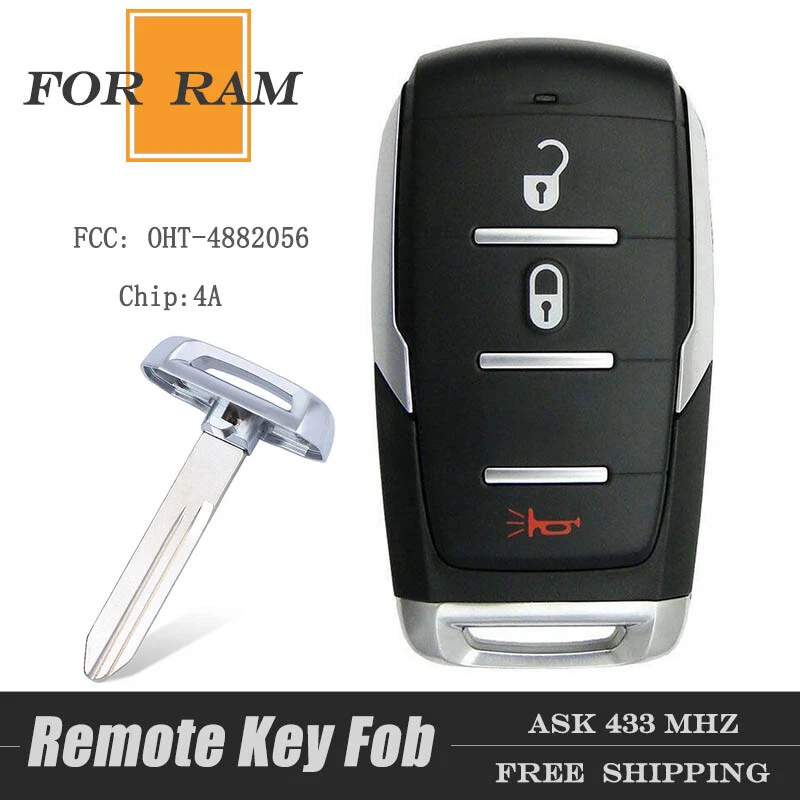 2+1Button Remote Key - Prox Smart 68291687 FCC:OHT4882056 for RAM 1500 2019-2020 - Image 1 of 1