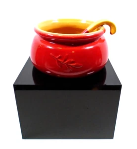 Pier 1 Salsa Gravy Bowl With Ladle Stoneware Harvest Colors Leaf Kitchen - Picture 1 of 14