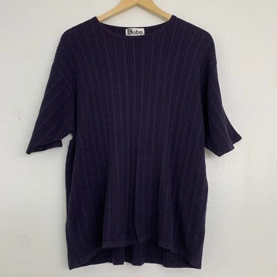 Camisa Top Vintage Años 90 Kobe Mujer 2X Tejida Manga Corta Azul Marino Foto 1 de 4