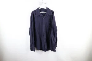 Vintage Lands End Mens XL Faded Collared Chamois Cloth Button Shirt Navy Blue - Picture 1 of 9