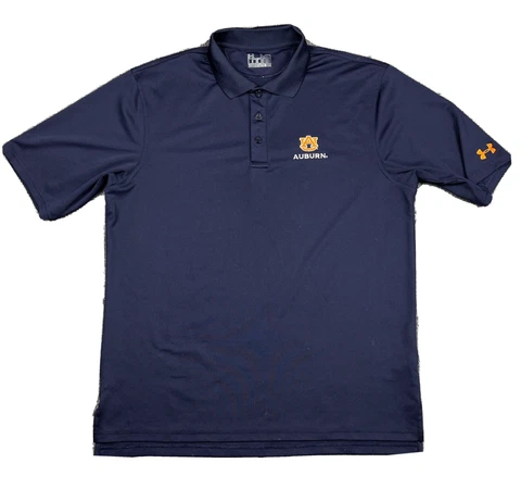 Under Armour Auburn University Embroidered Logo Polo Shirt Adult Large Blue Top Cover
