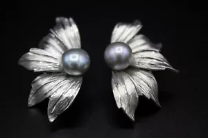 Neu ANTONIA COLLEONI Ohrringe Sterlingsilber Perle Blume - Bild 1 von 11