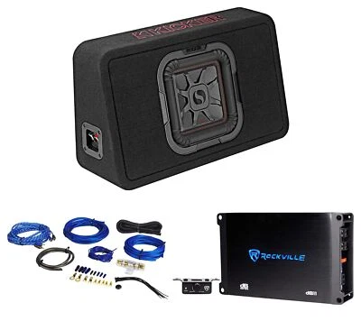 KICKER 46TL7T82 L7T 8" 350w Car Subwoofer Solo-Baric Sub in Slim Box+Amp+Wires - Image 1 of 4
