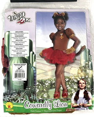 Fantasia infantil Tutu Rubie's O Mágico de Oz leão covarde pequeno 2-4 criança - Imagem 1 de 4