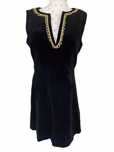 Abito senza maniche vintage anni '60 nero velluto BOHO mod hippie taglia M-L anni '60 - Foto 1 di 14