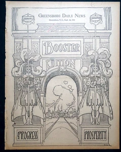 Periódico Greensboro 1911 edición especial de refuerzo - historia de Carolina del Norte - Imagen 1 de 6